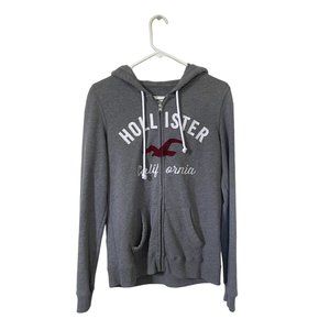 Hollister Women's Gray Hooded Zip Up Sweatshirt S